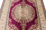 5x6 Purple and Ivory Turkish Silk Rug