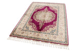 5x6 Purple and Ivory Turkish Silk Rug