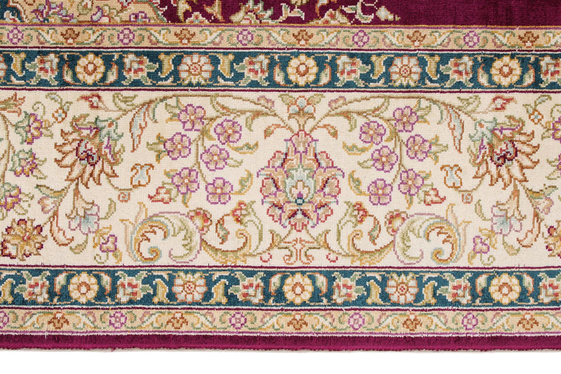 5x6 Purple and Ivory Turkish Silk Rug