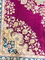 5x6 Purple and Ivory Turkish Silk Rug