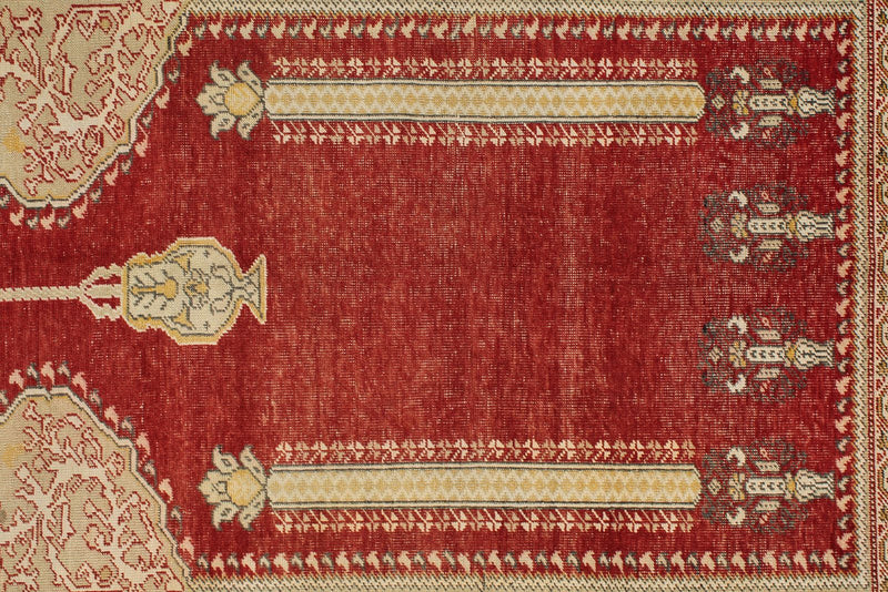 4x6 Red and Beige Turkish Silk Rug