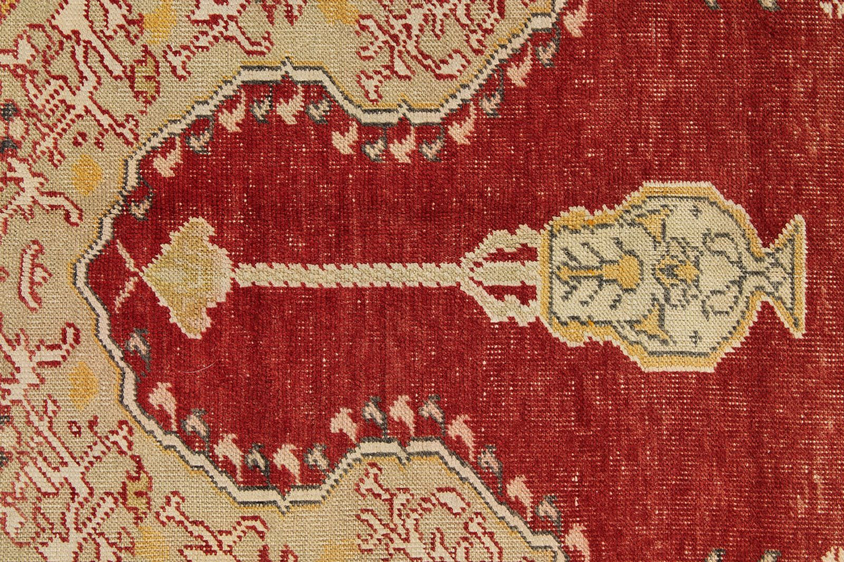 4x6 Red and Beige Turkish Silk Rug