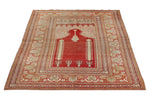 4x6 Red and Beige Turkish Silk Rug