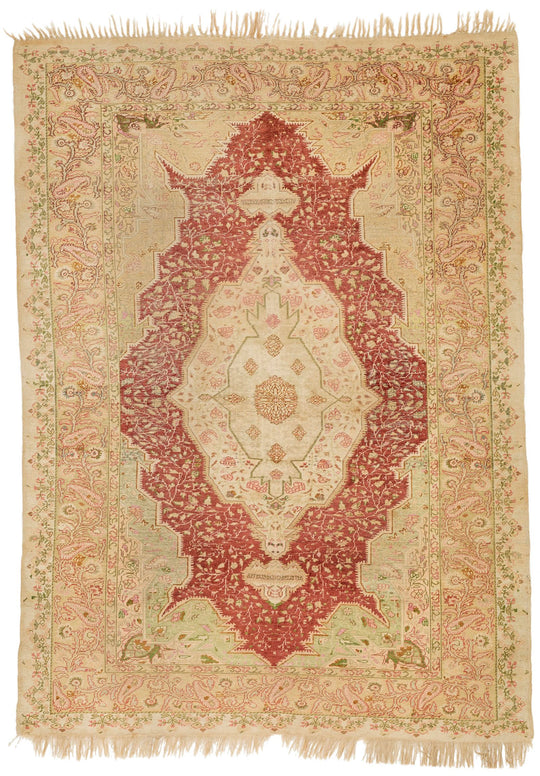 4x6 Red and Green Turkish Traditional Rug