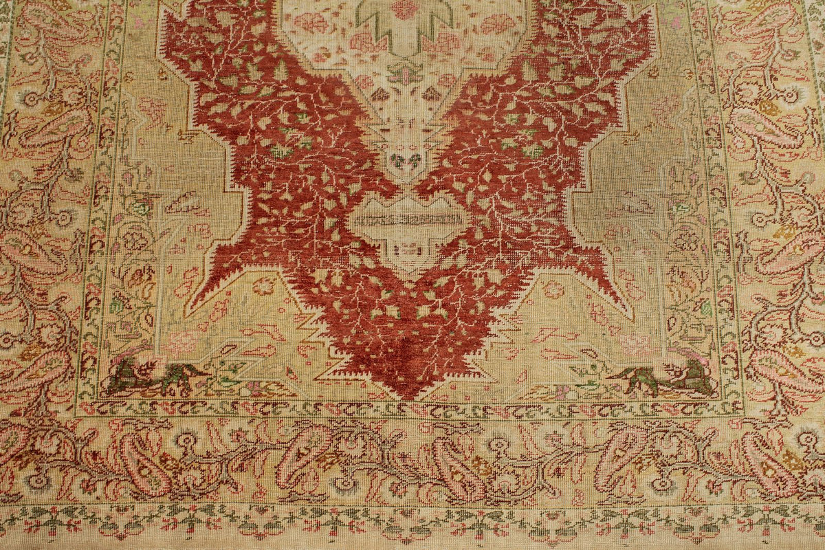 4x6 Red and Green Turkish Traditional Rug