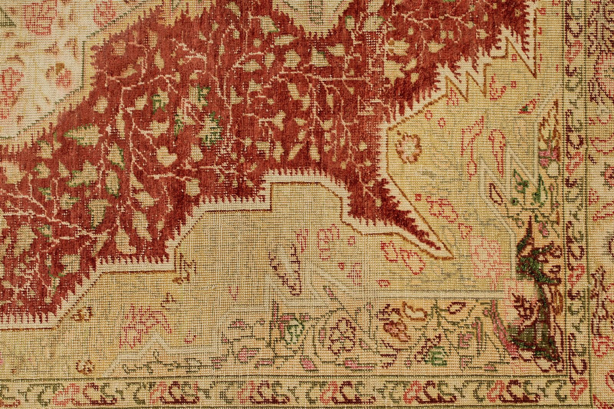 4x6 Red and Green Turkish Traditional Rug