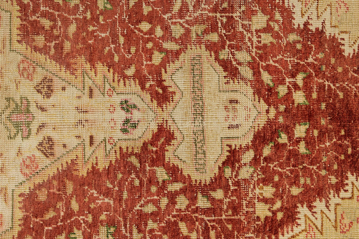 4x6 Red and Green Turkish Traditional Rug