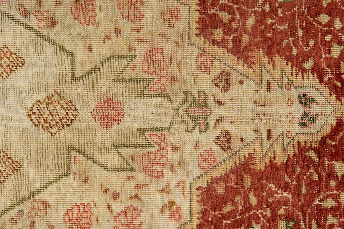 4x6 Red and Green Turkish Traditional Rug