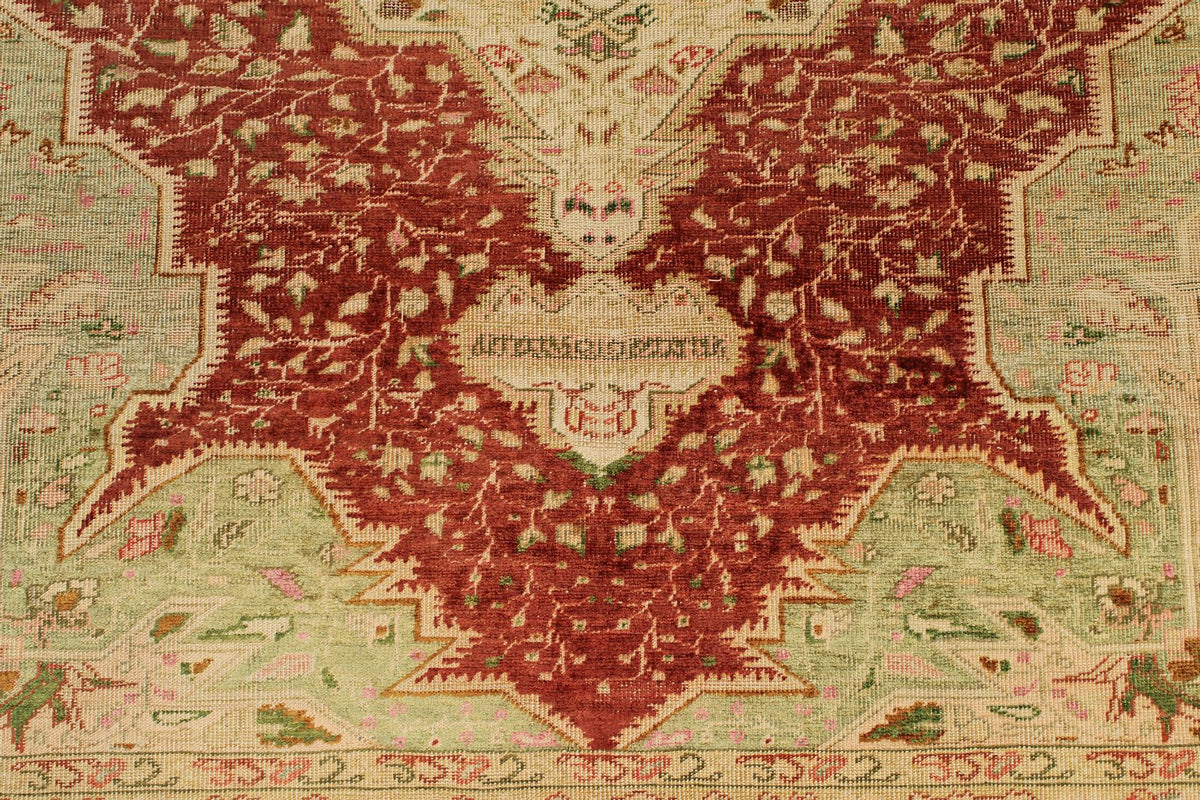 4x6 Red and Green Turkish Traditional Rug
