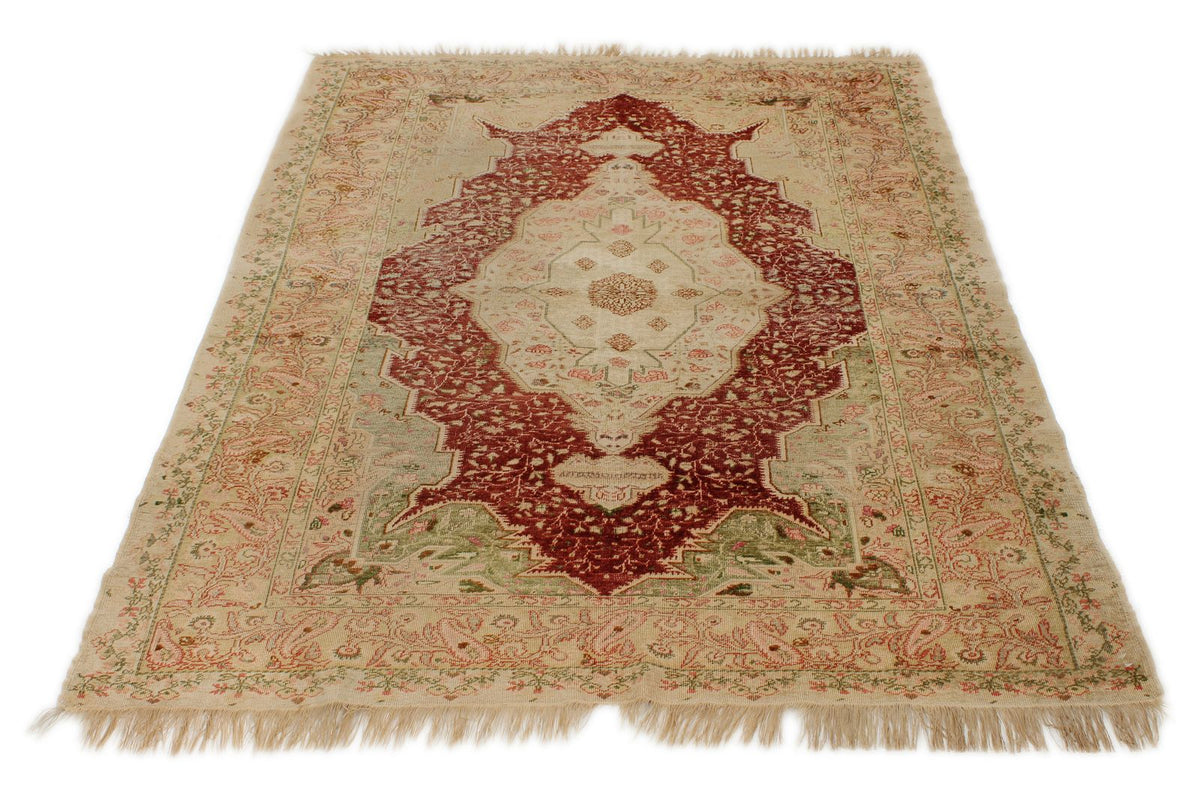 4x6 Red and Green Turkish Traditional Rug