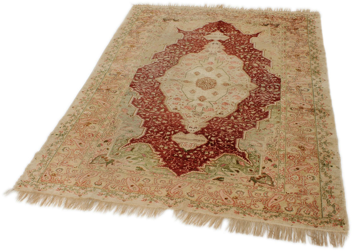 4x6 Red and Green Turkish Traditional Rug