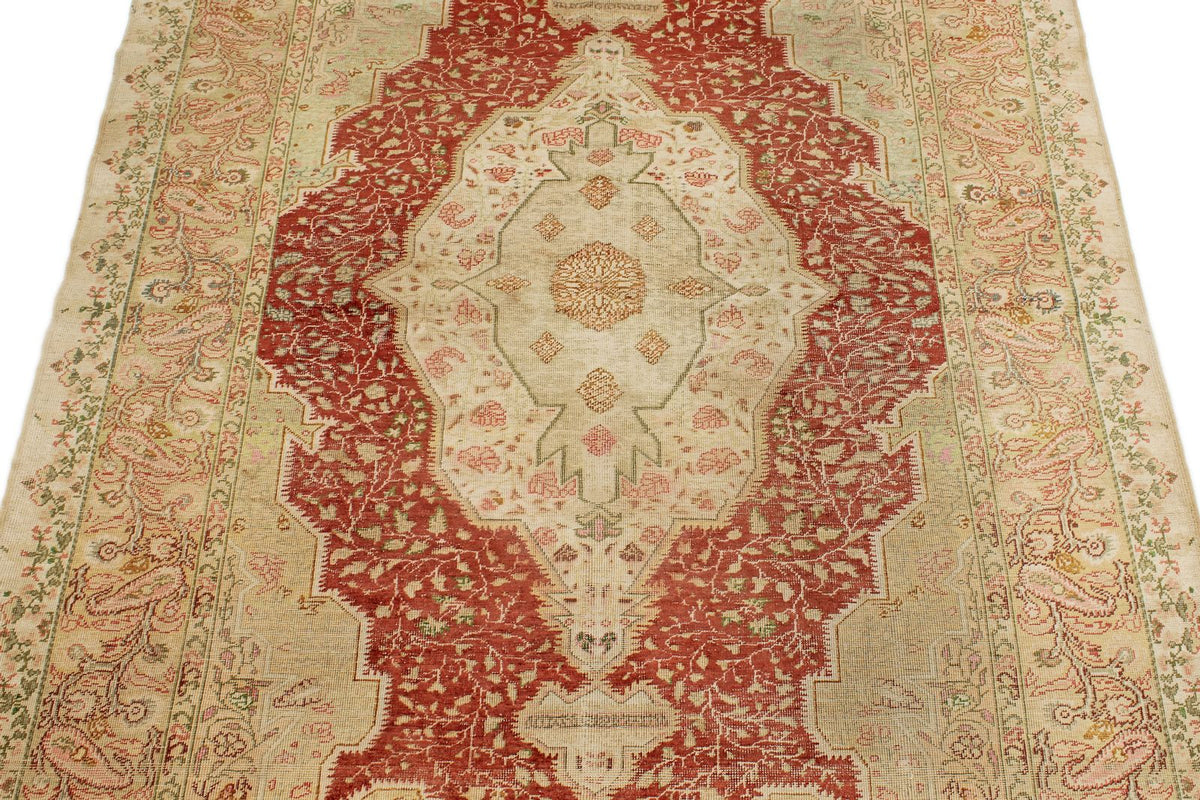 4x6 Red and Green Turkish Traditional Rug