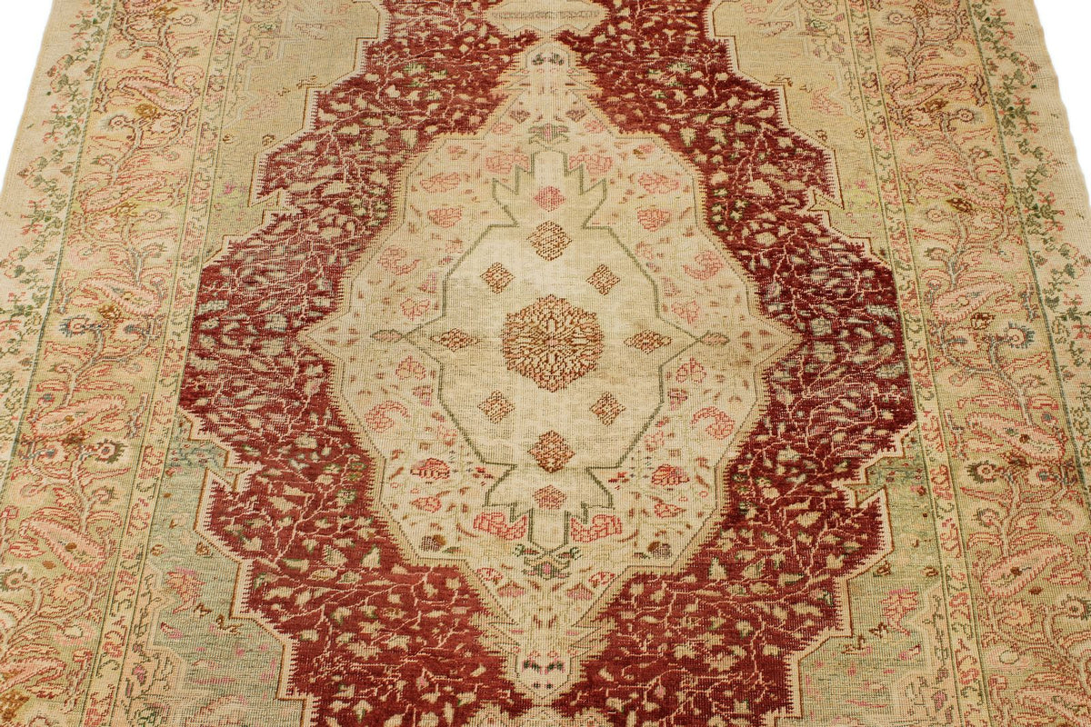4x6 Red and Green Turkish Traditional Rug