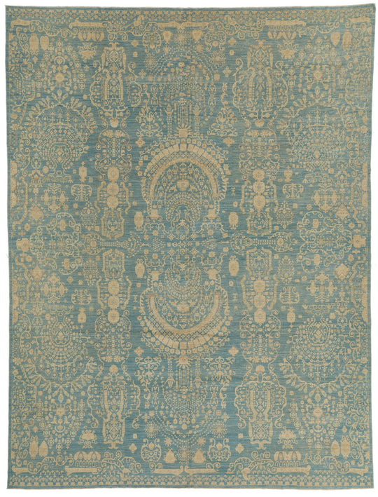 10x13 Blue and Ivory Persian Rug