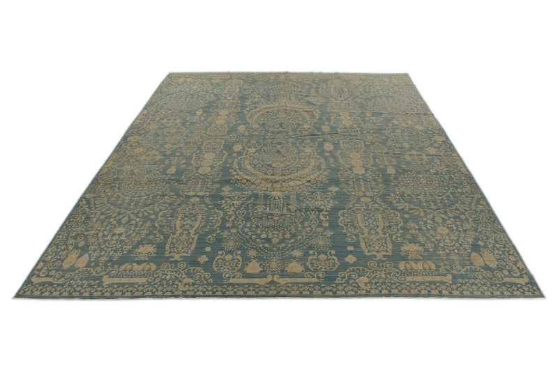 10x13 Blue and Ivory Persian Rug