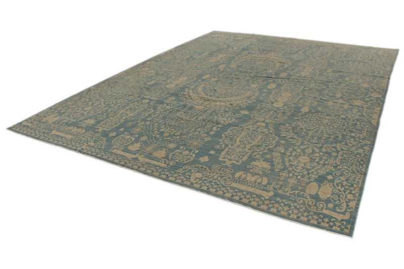 10x13 Blue and Ivory Persian Rug