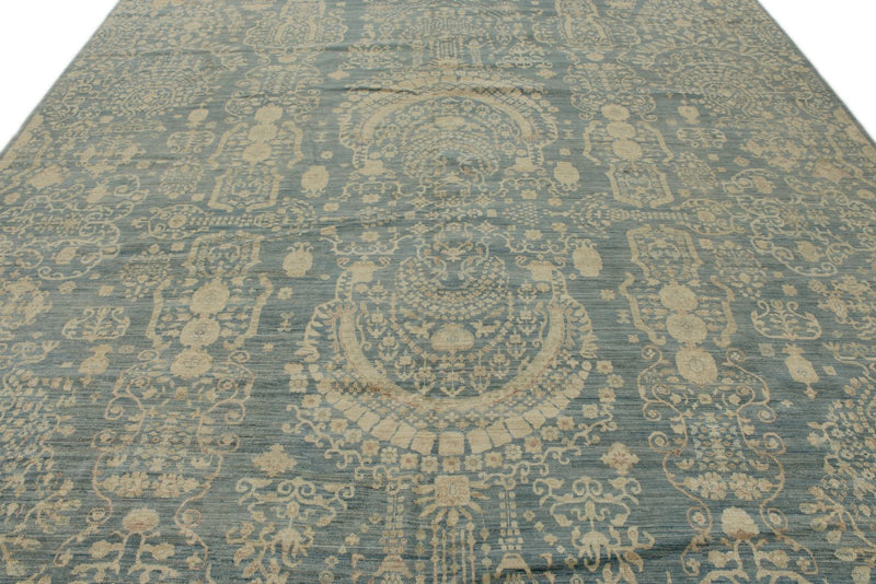 10x13 Blue and Ivory Persian Rug