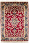 5x7 Red and Navy Turkish Silk Rug