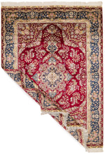 5x7 Red and Navy Turkish Silk Rug