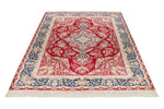 5x7 Red and Navy Turkish Silk Rug