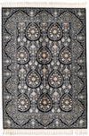 5x7 Black and Ivory Turkish Silk Rug