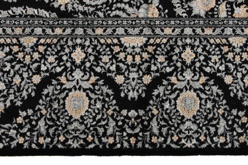 5x7 Black and Ivory Turkish Silk Rug