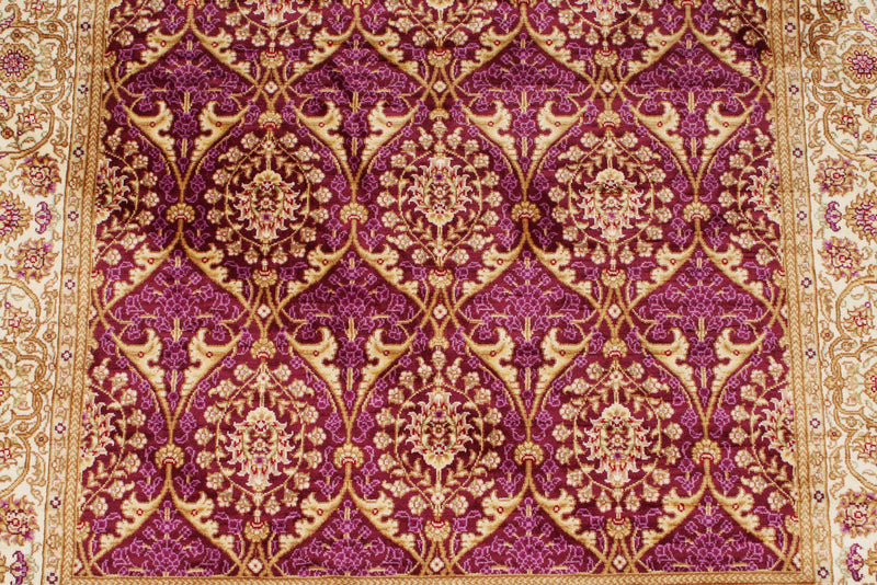 3x10 Purple and Ivory Turkish Silk Runner