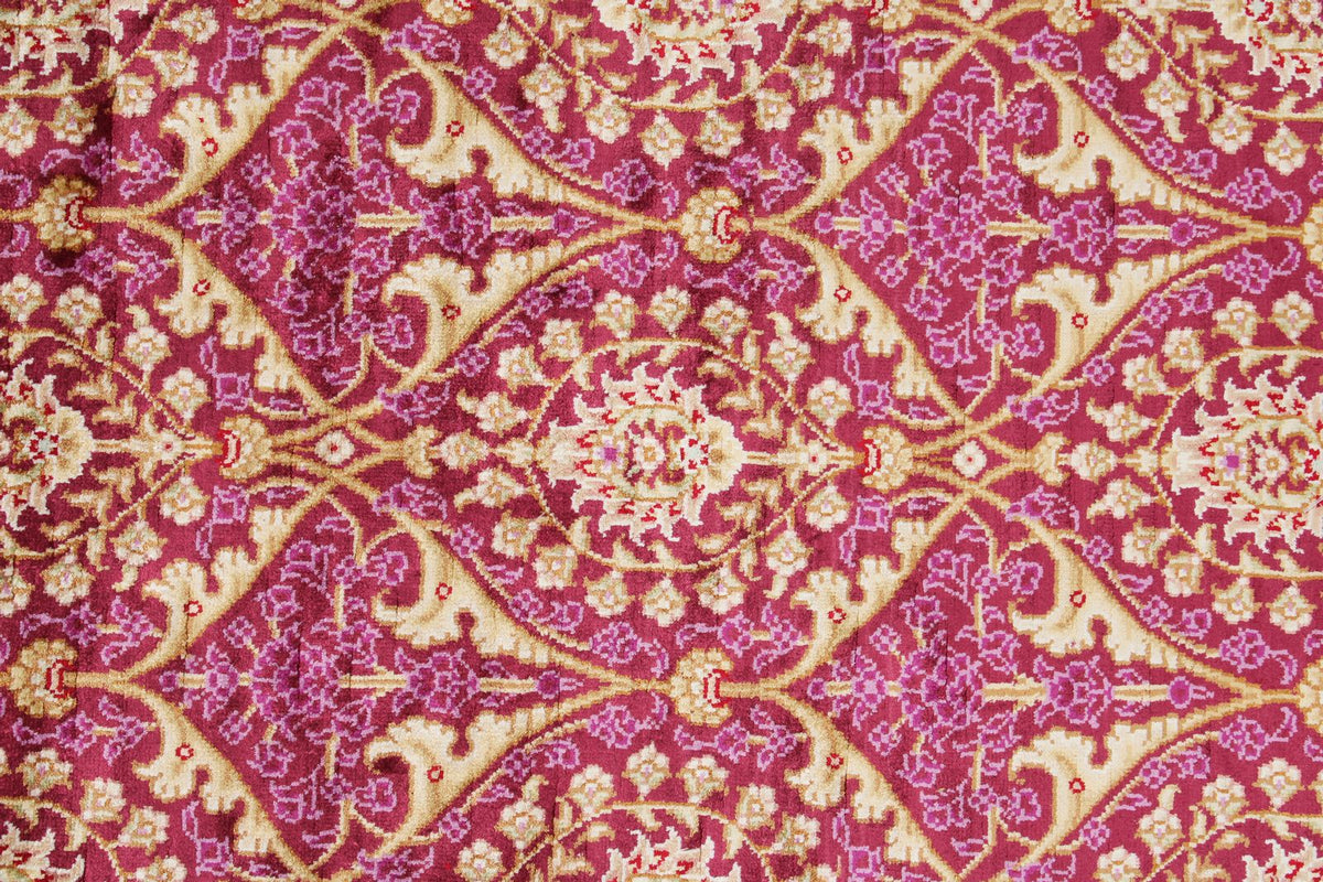 3x10 Purple and Ivory Turkish Silk Runner
