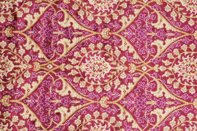 3x10 Purple and Ivory Turkish Silk Runner