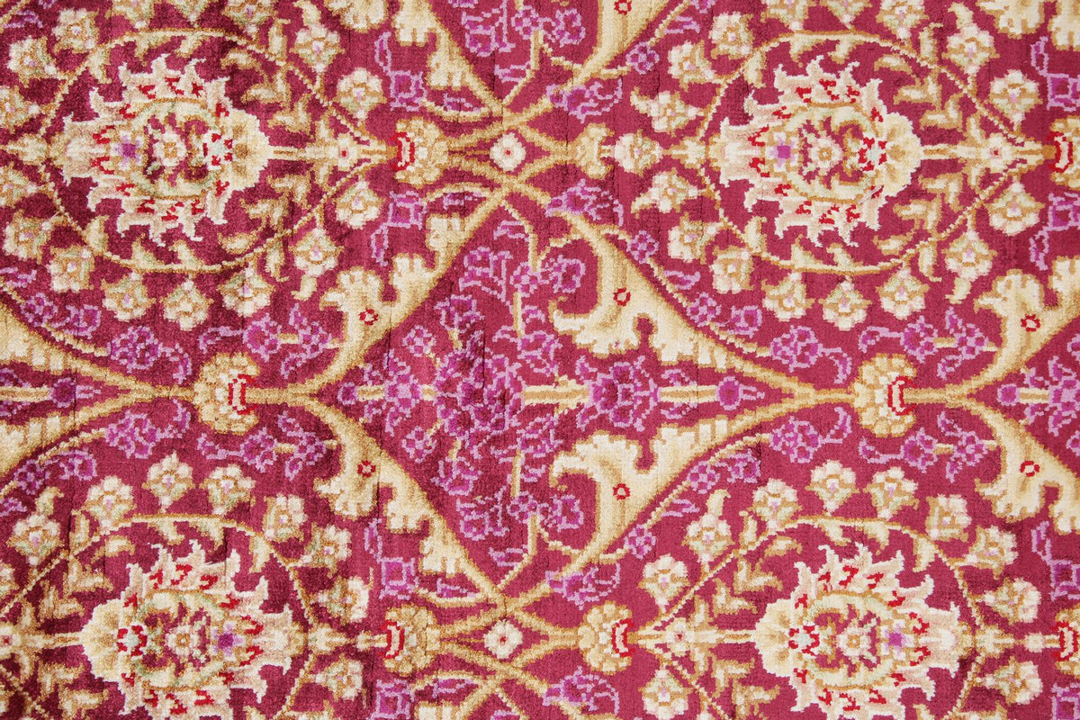 3x10 Purple and Ivory Turkish Silk Runner