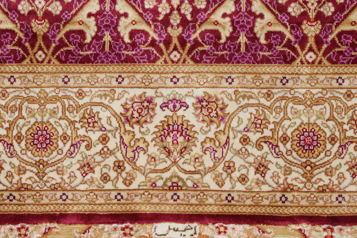 3x10 Purple and Ivory Turkish Silk Runner