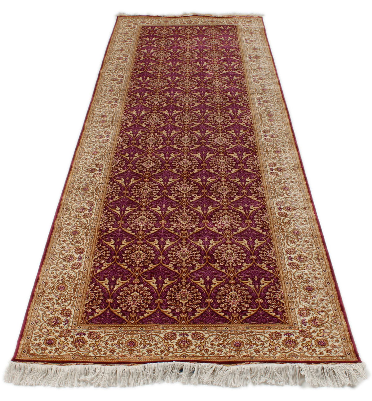 3x10 Purple and Ivory Turkish Silk Runner