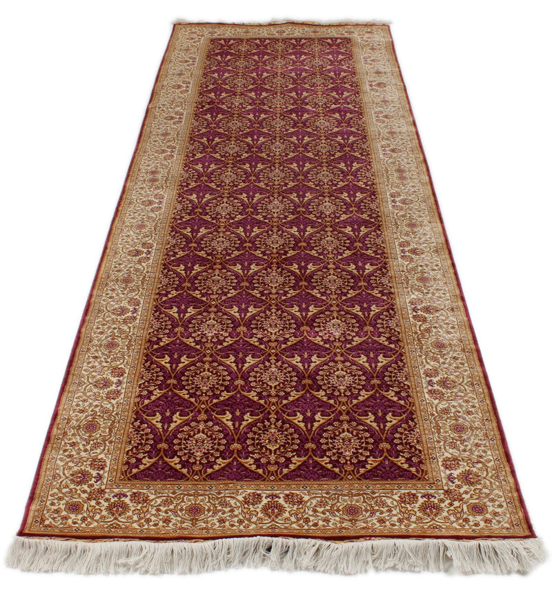 3x10 Purple and Ivory Turkish Silk Runner