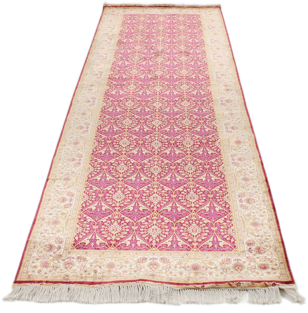 3x10 Purple and Ivory Turkish Silk Runner