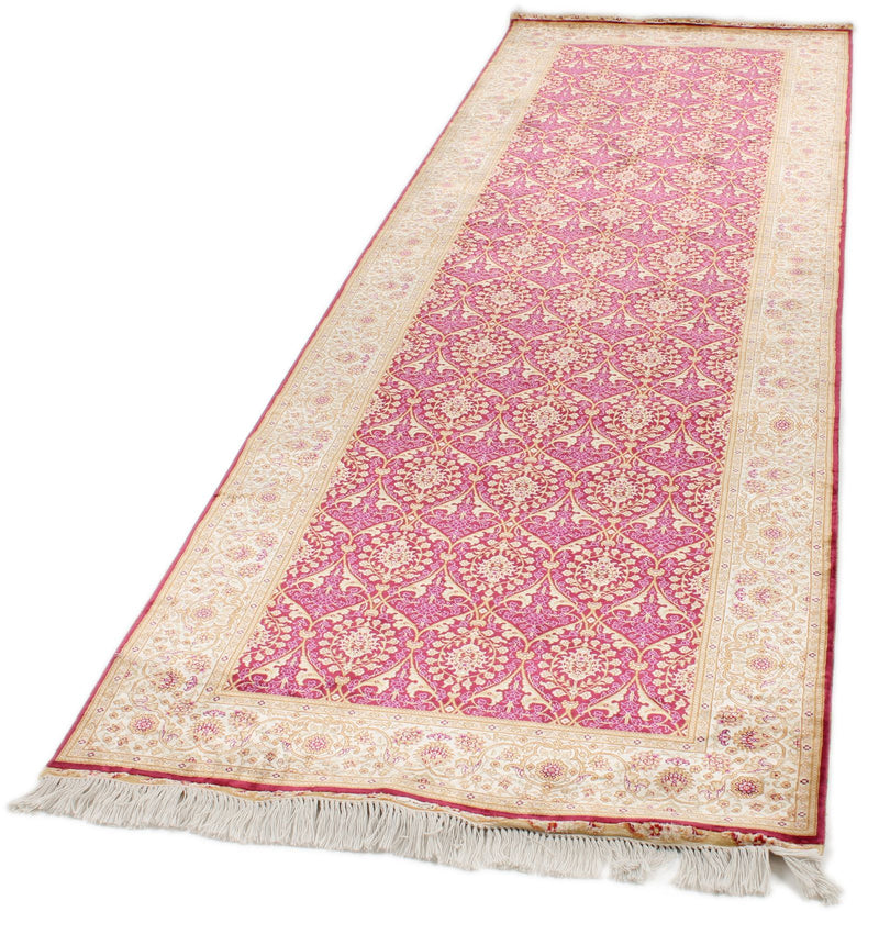 3x10 Purple and Ivory Turkish Silk Runner