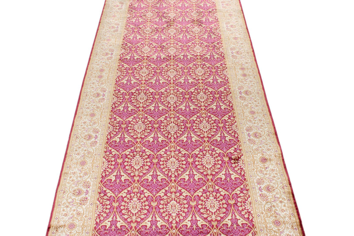 3x10 Purple and Ivory Turkish Silk Runner