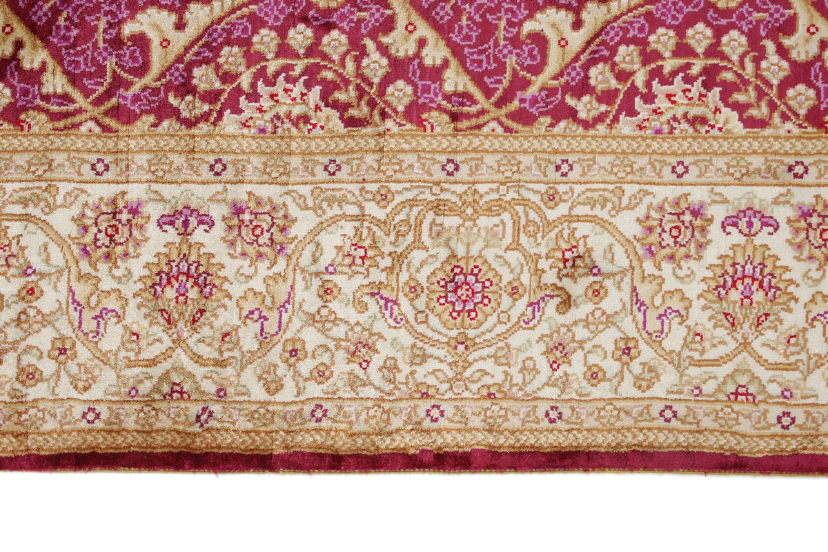 3x10 Purple and Ivory Turkish Silk Runner
