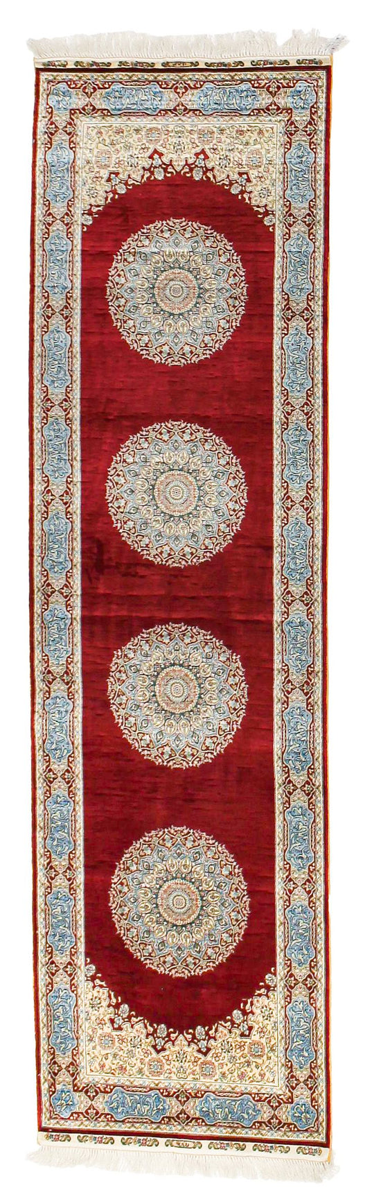 3x10 Red and Blue Turkish Silk Runner