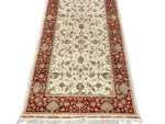 3x10 Ivory and Rust Turkish Silk Runner