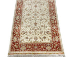 3x10 Ivory and Rust Turkish Silk Runner