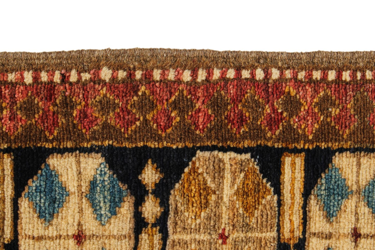 6x8 Brown and Ivory Kazak Tribal Rug