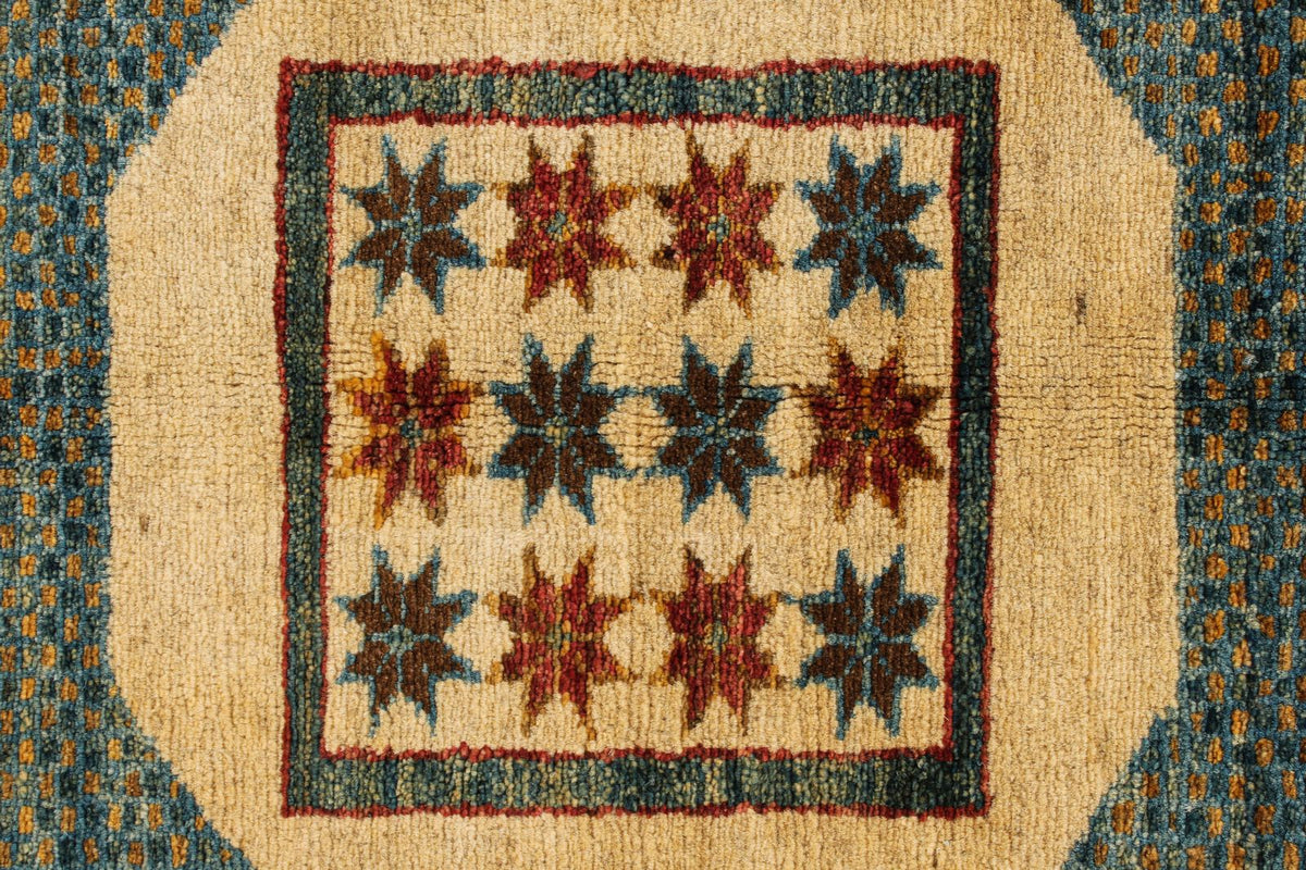 6x8 Brown and Ivory Kazak Tribal Rug