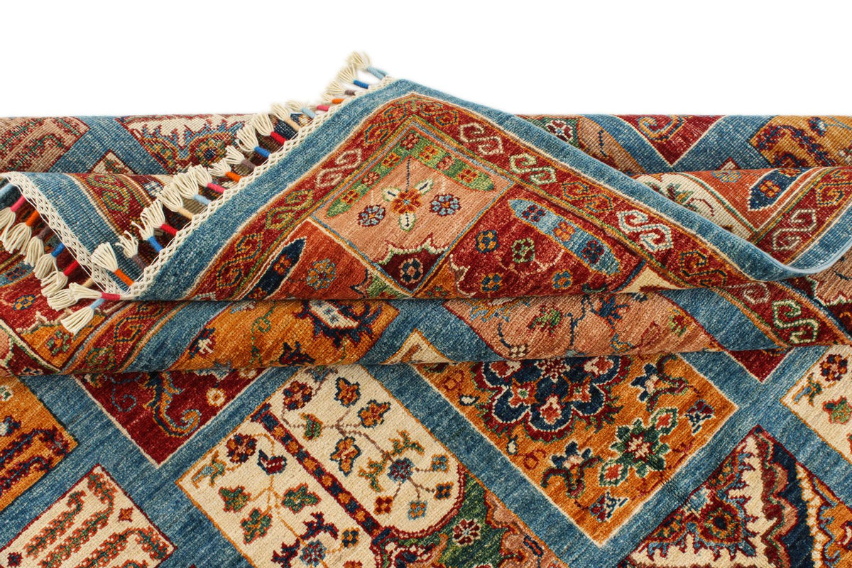 6x8 Blue and Multicolor Tribal Rug