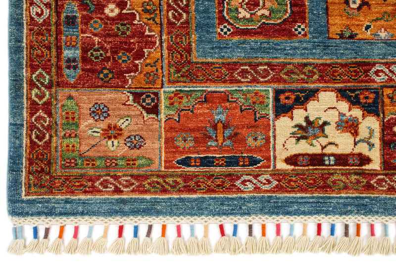 6x8 Blue and Multicolor Tribal Rug