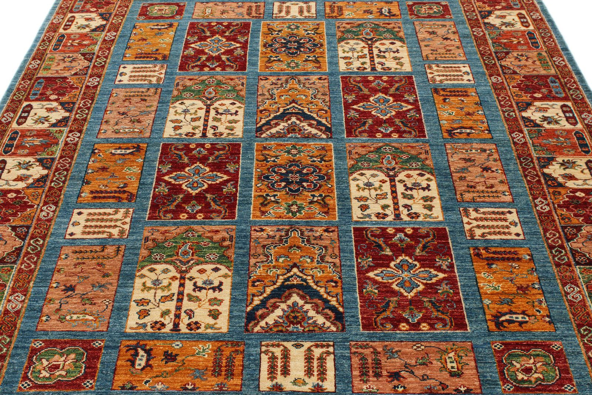 6x8 Blue and Multicolor Tribal Rug