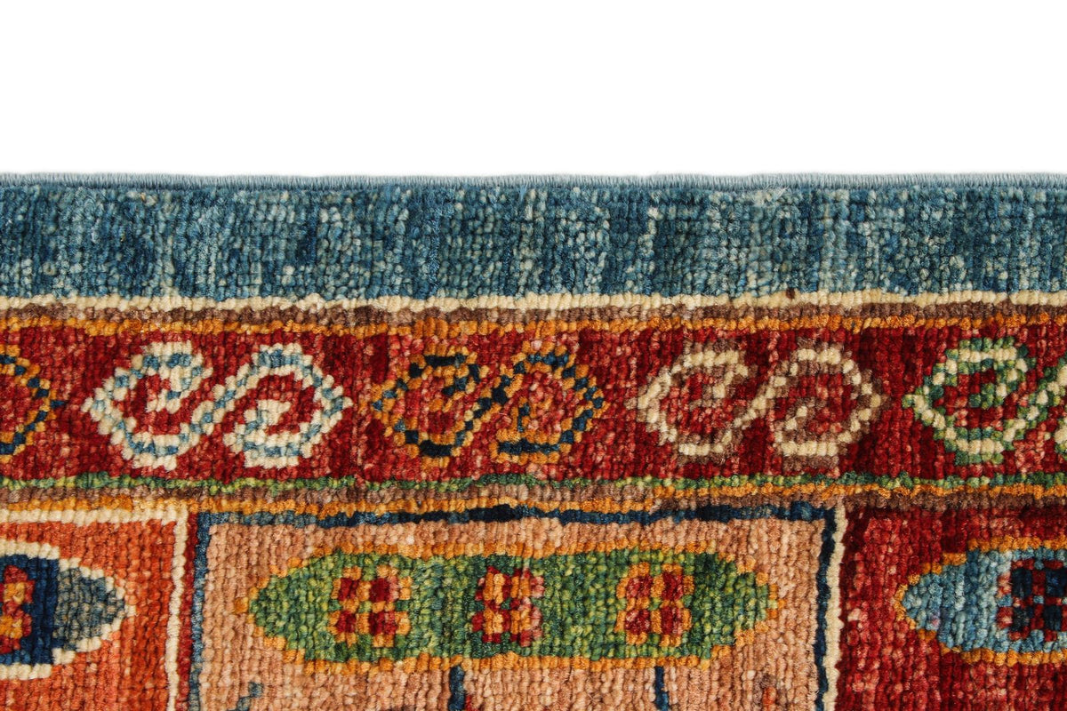 6x8 Blue and Multicolor Tribal Rug