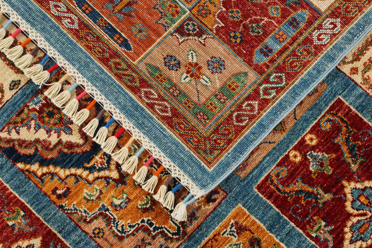 6x8 Blue and Multicolor Tribal Rug