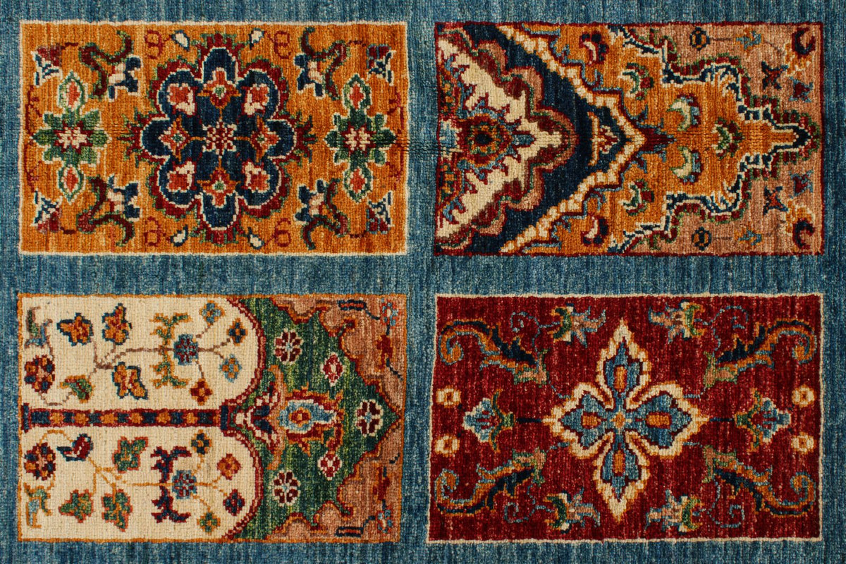 6x8 Blue and Multicolor Tribal Rug