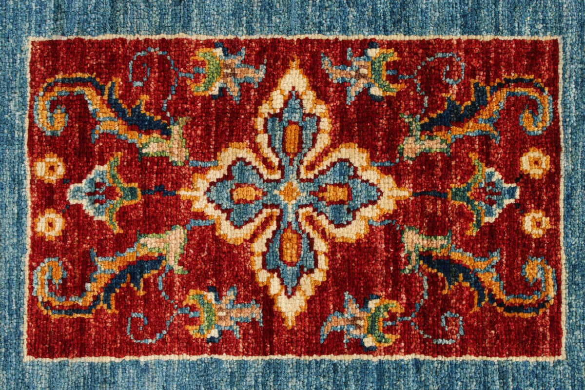 6x8 Blue and Multicolor Tribal Rug