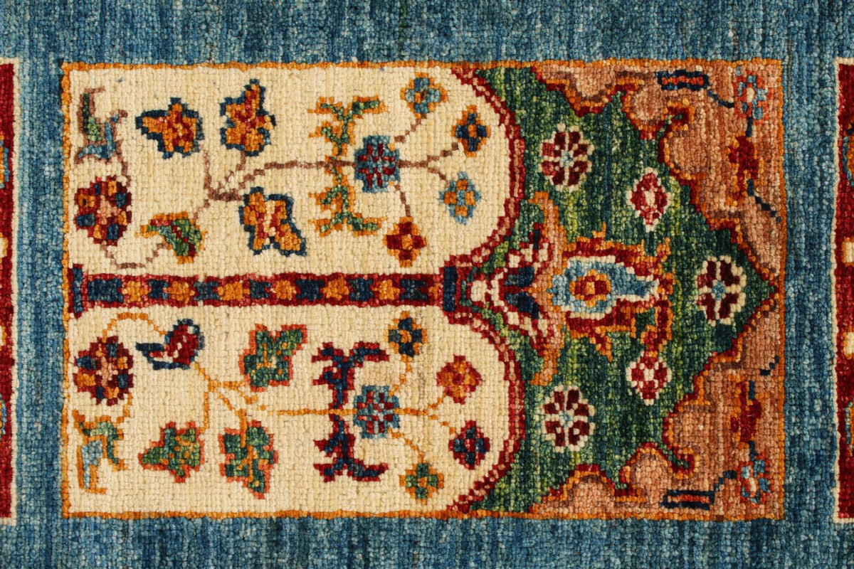 6x8 Blue and Multicolor Tribal Rug
